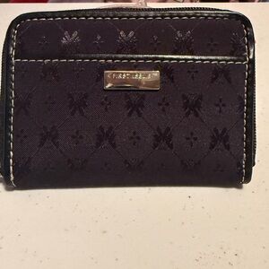First Issue (by Liz Claiborne) Zip-around clutch wallet Black w/ white contrast